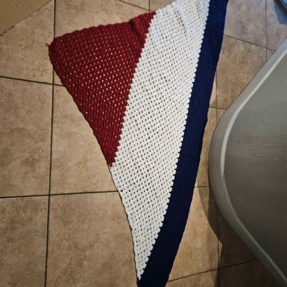Red White and Blue Crochet Triangle Blanket or Shawl
